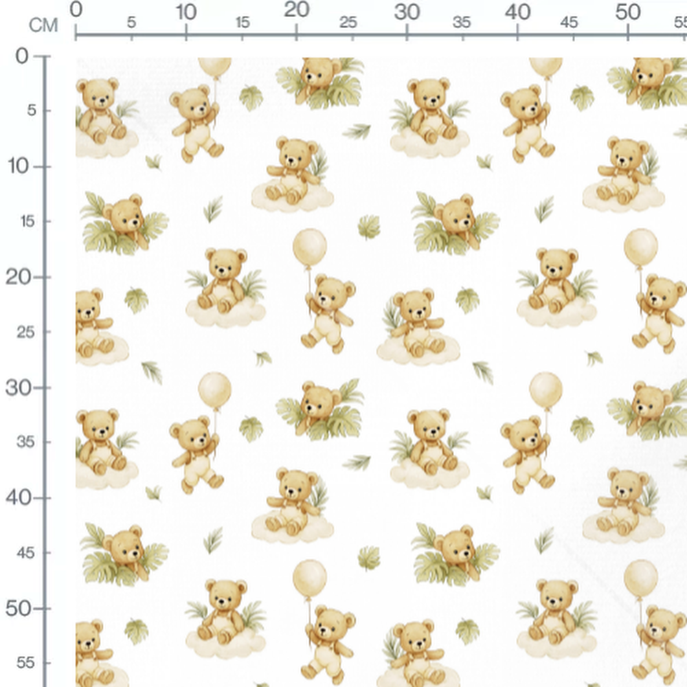 Tissu - Oursons et ballons beige