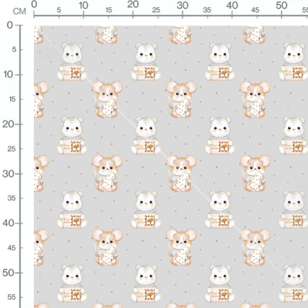 Tissu - Souris et ours Noël