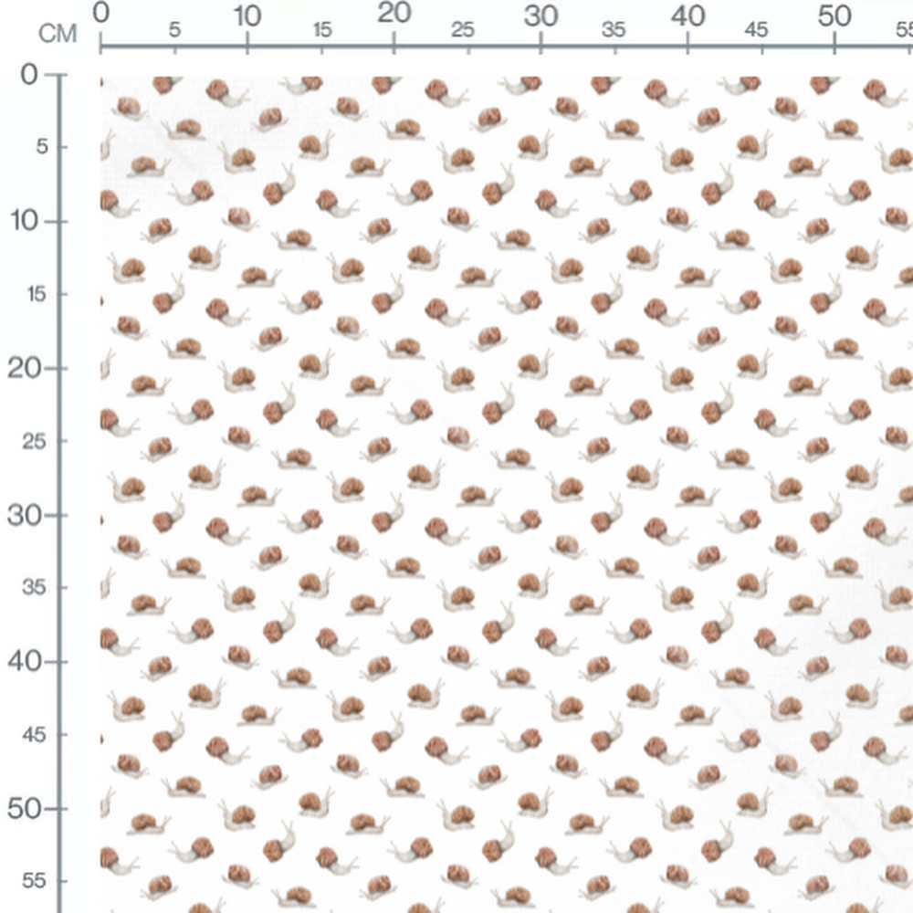 Tissu - Escargots marron sur blanc