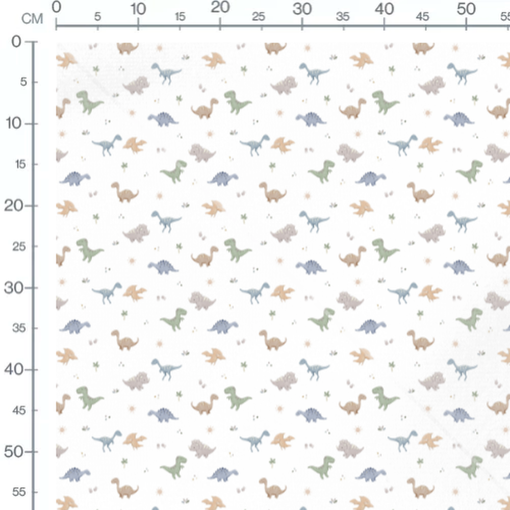Tissu - Dinosaures pastel sur blanc