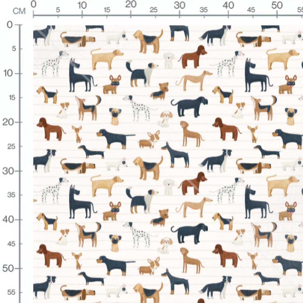 Tissu - Motif chiens divers