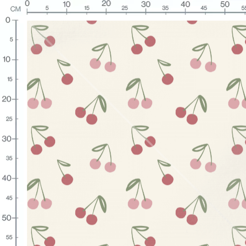 Tissu - Cerises roses et rouges