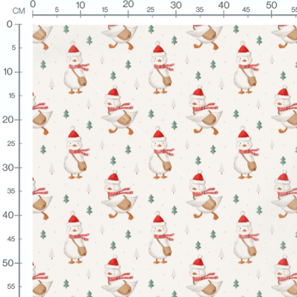 Tissu - Canards avec bonnets rouges
