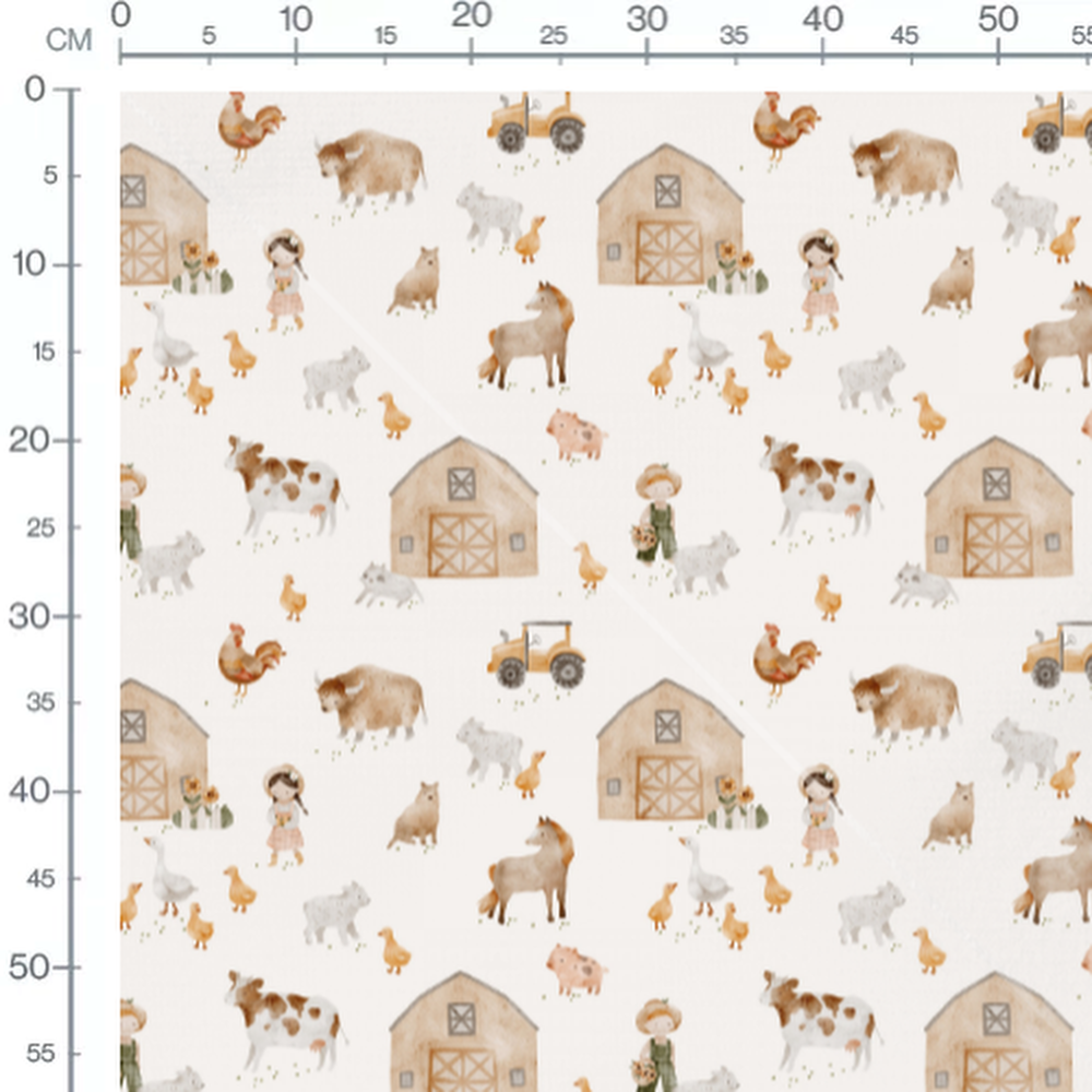 Tissu - Animaux de ferme et granges