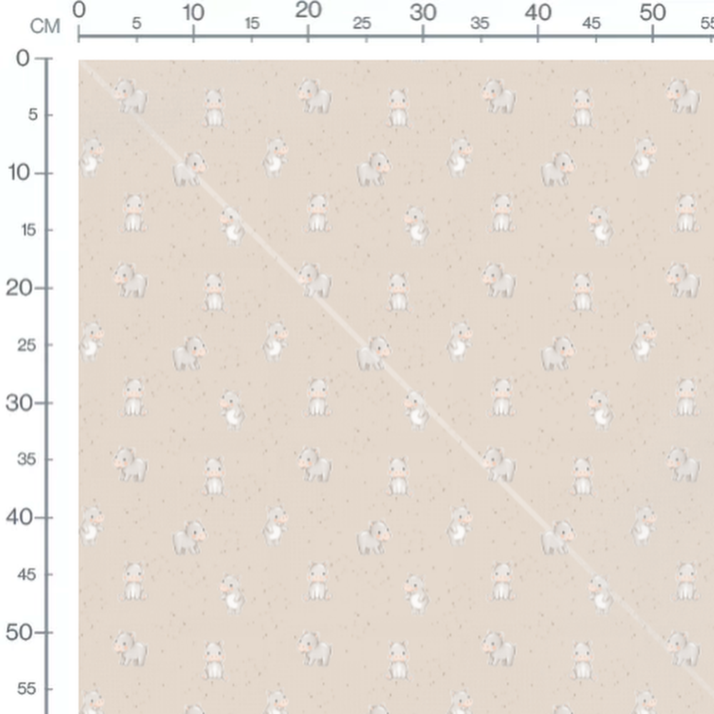 Tissu - Hippopotames mignons beige