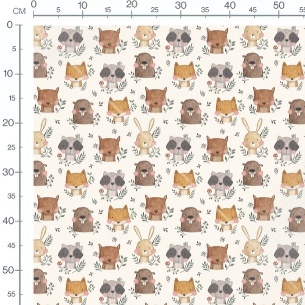 Tissu - Animaux forestiers mignons