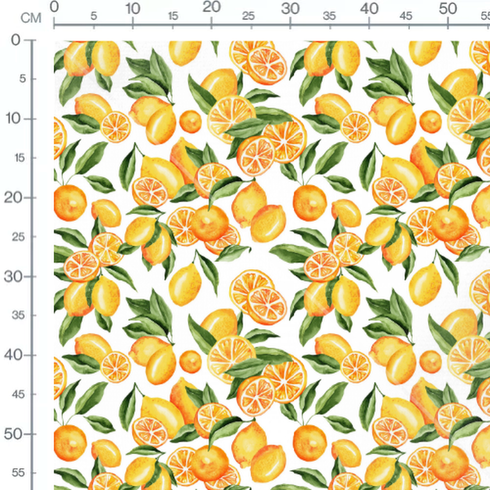 Tissu - Citrons et oranges aquarelle