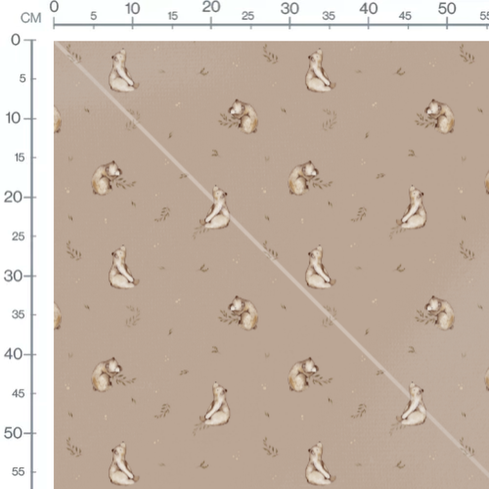 Tissu - Ours assis fond beige