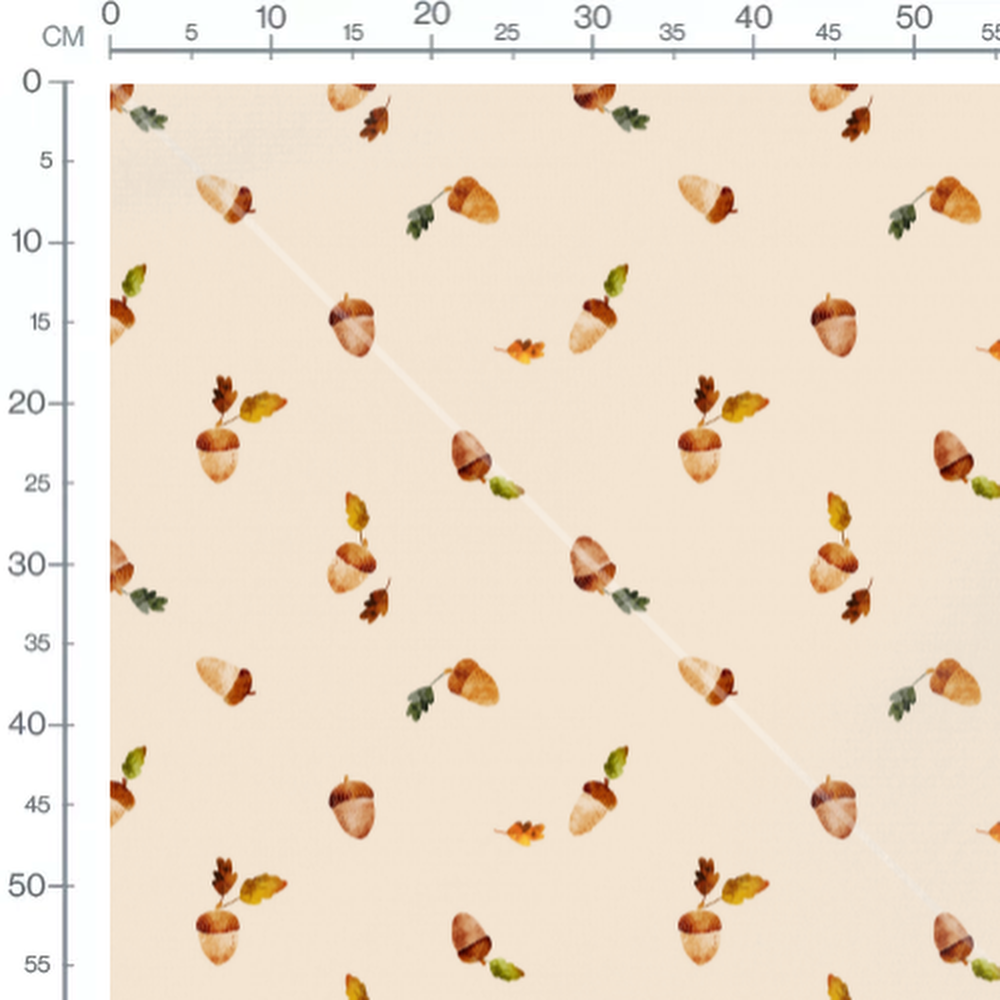 Tissu - Glands et feuilles sur beige