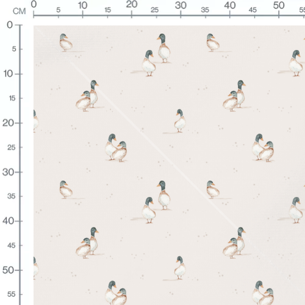 Tissu - Canards fins sur beige tacheté