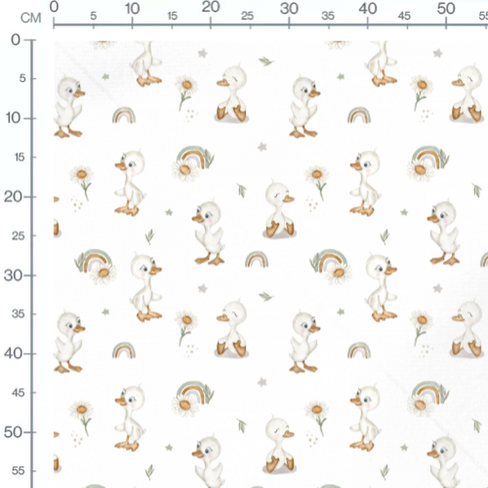 Tissu - Canetons et arcs-en-ciel