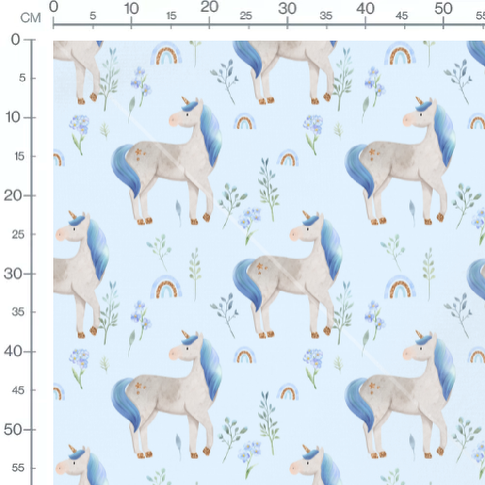 Tissu - Licornes grises et doux