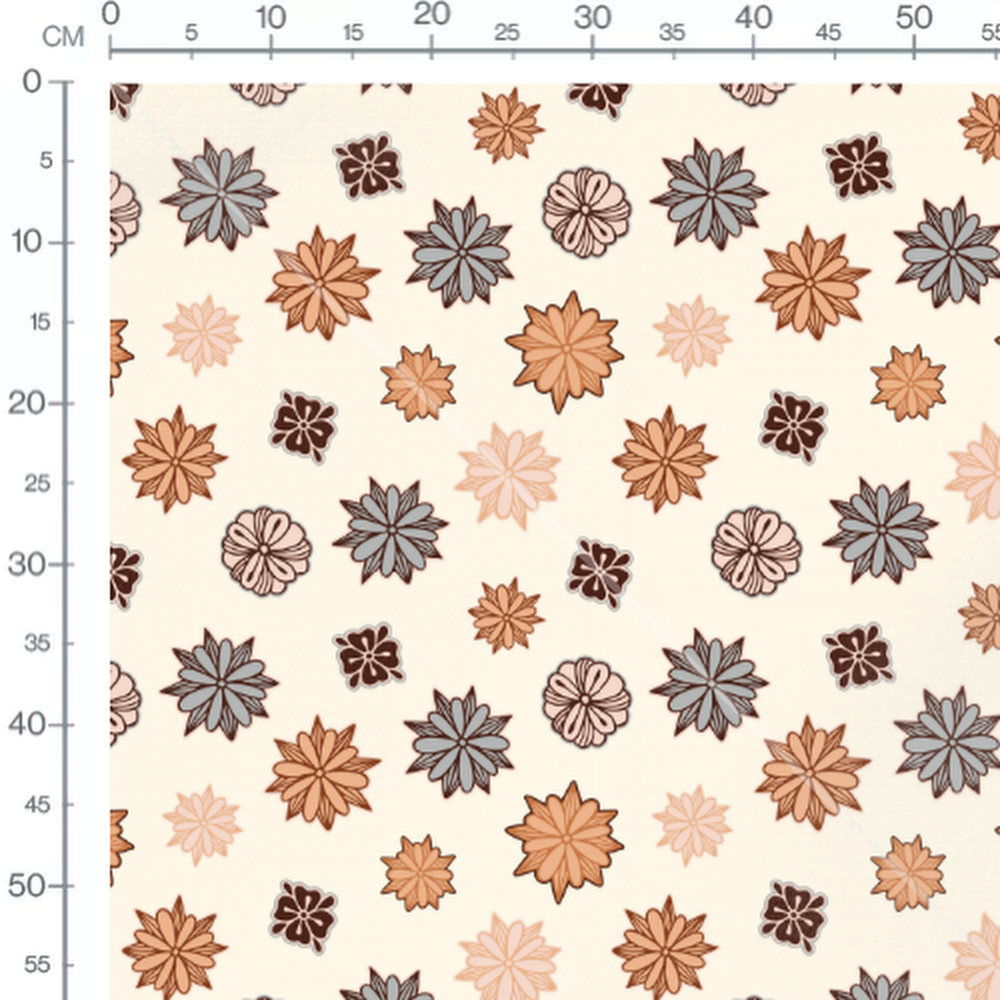 Tissu - Fleurs multicolores sur fond crème