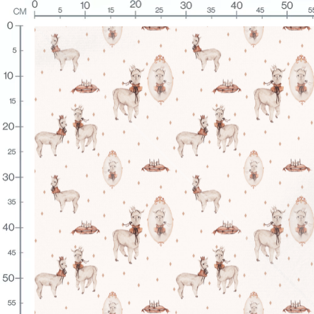 Tissu - Lamas couronnés et miroirs