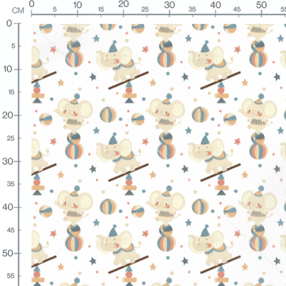 Tissu - Éléphants de cirque joyeux
