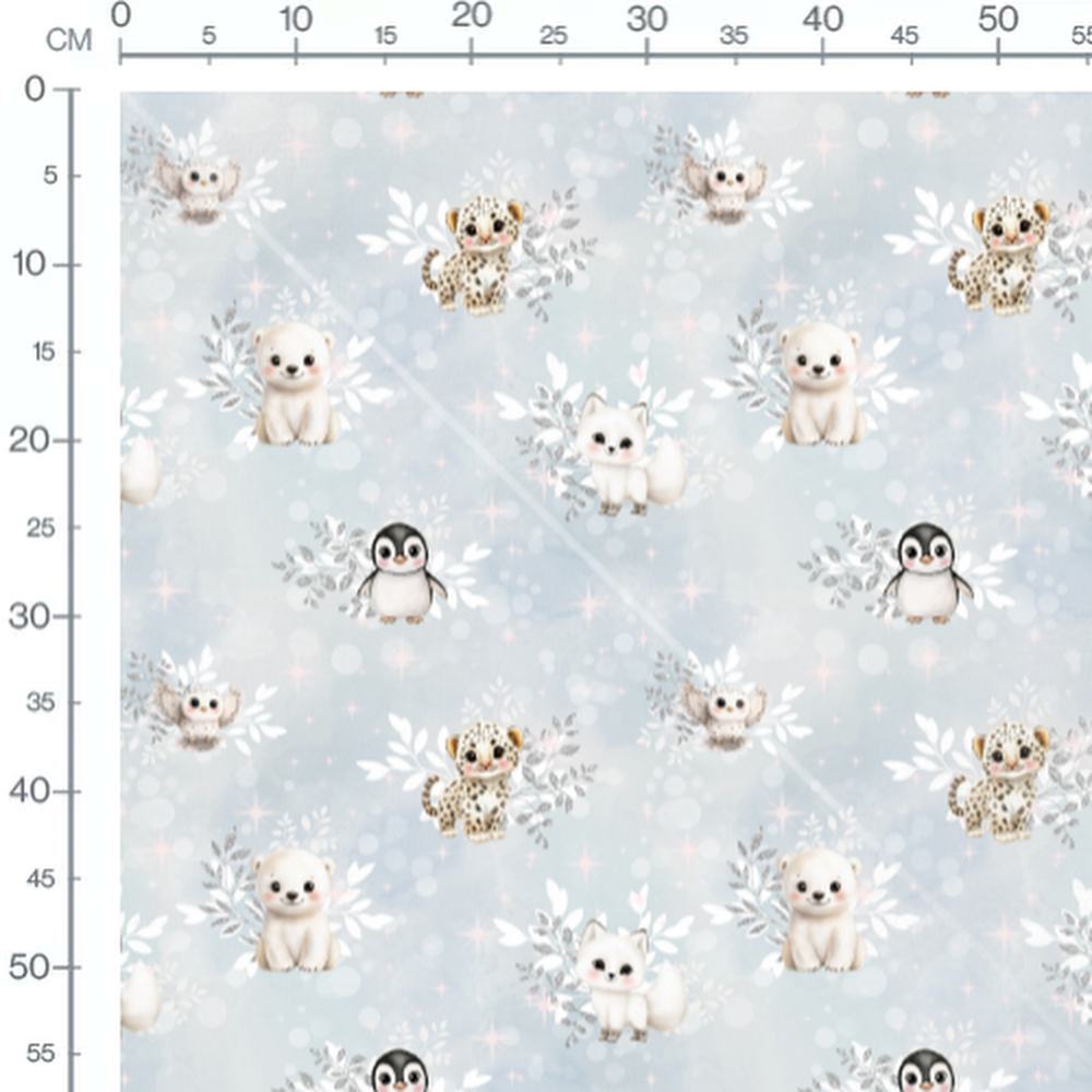 Tissu - Mignons animaux sur bleu clair