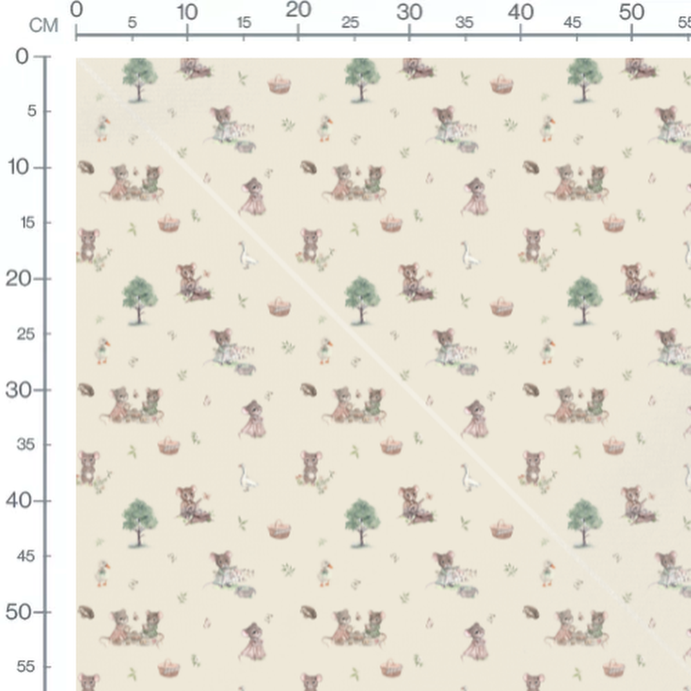 Tissu - Souris et animaux champêtres