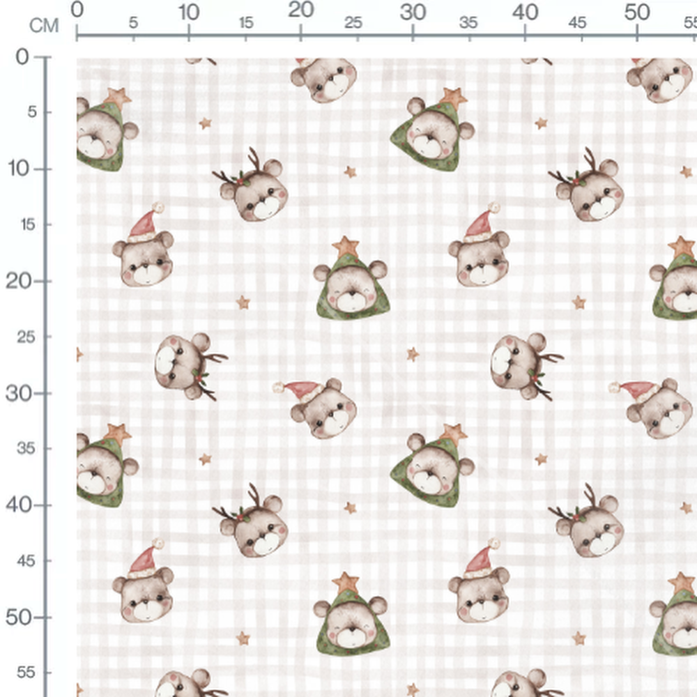 Tissu - Animaux sur fond beige texturé