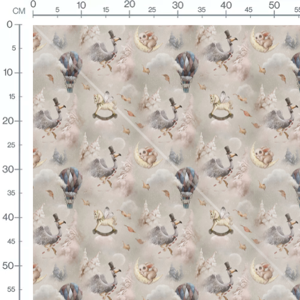 Tissu - Montgolfières et animaux