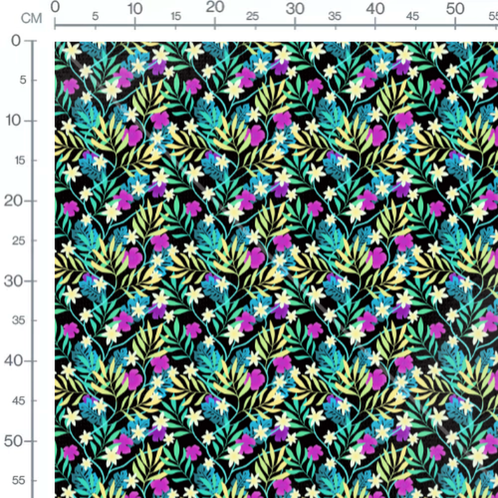 Tissu - Fleurs tropicales colorées