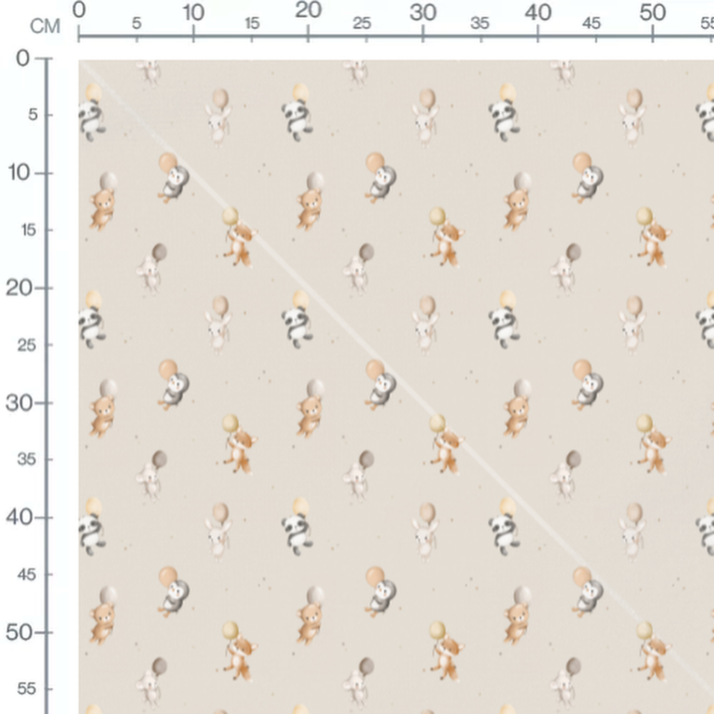 Tissu - Animaux joyeux sur fond beige