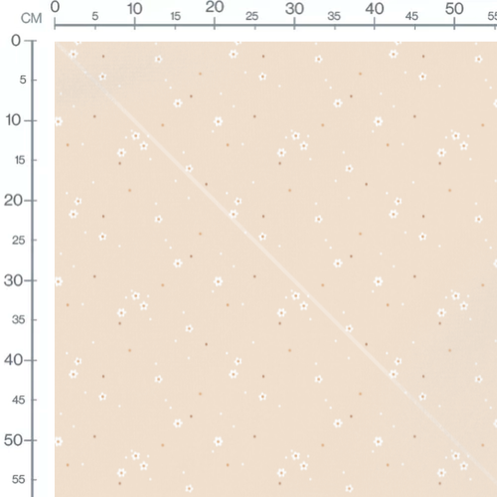 Tissu - Fleurs blanches et petits points