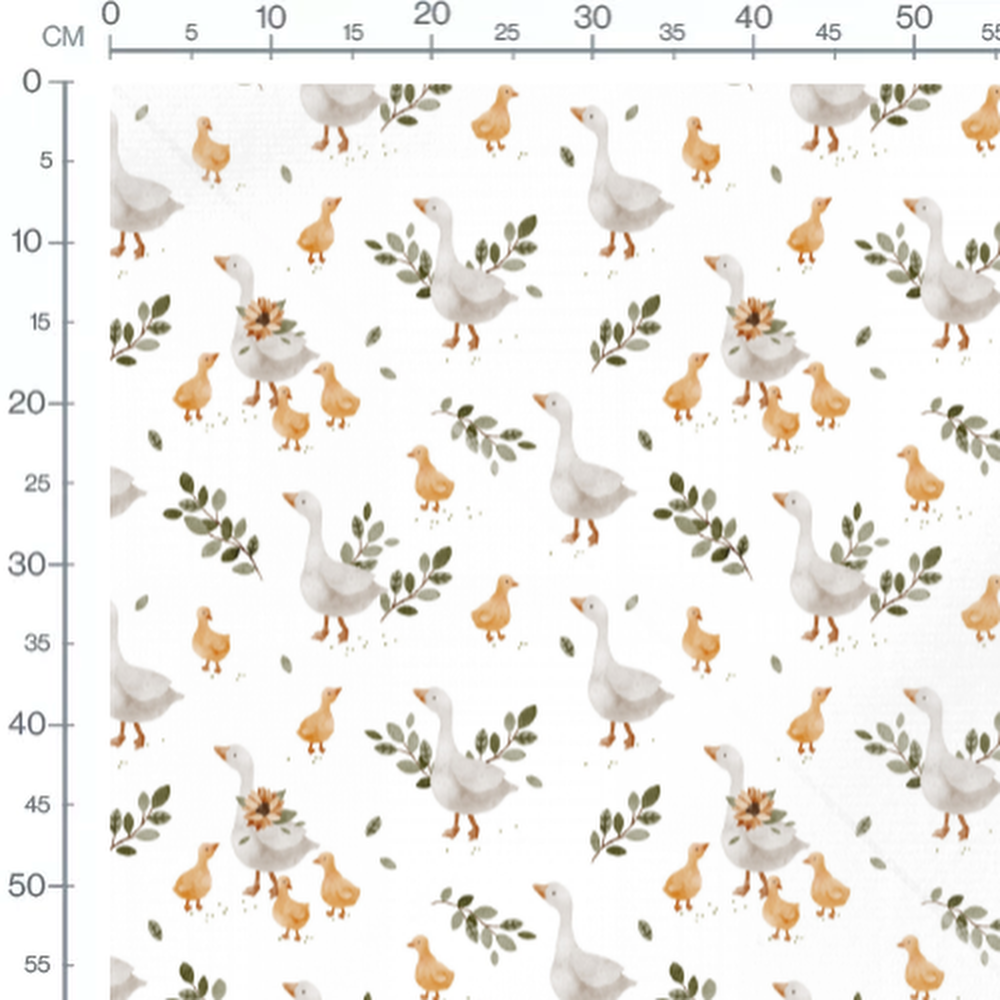 Tissu - Oies et canetons aquarelle