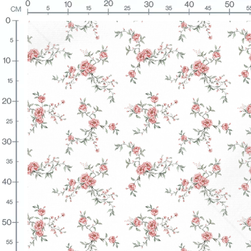 Tissu - Branches et bourgeons roses