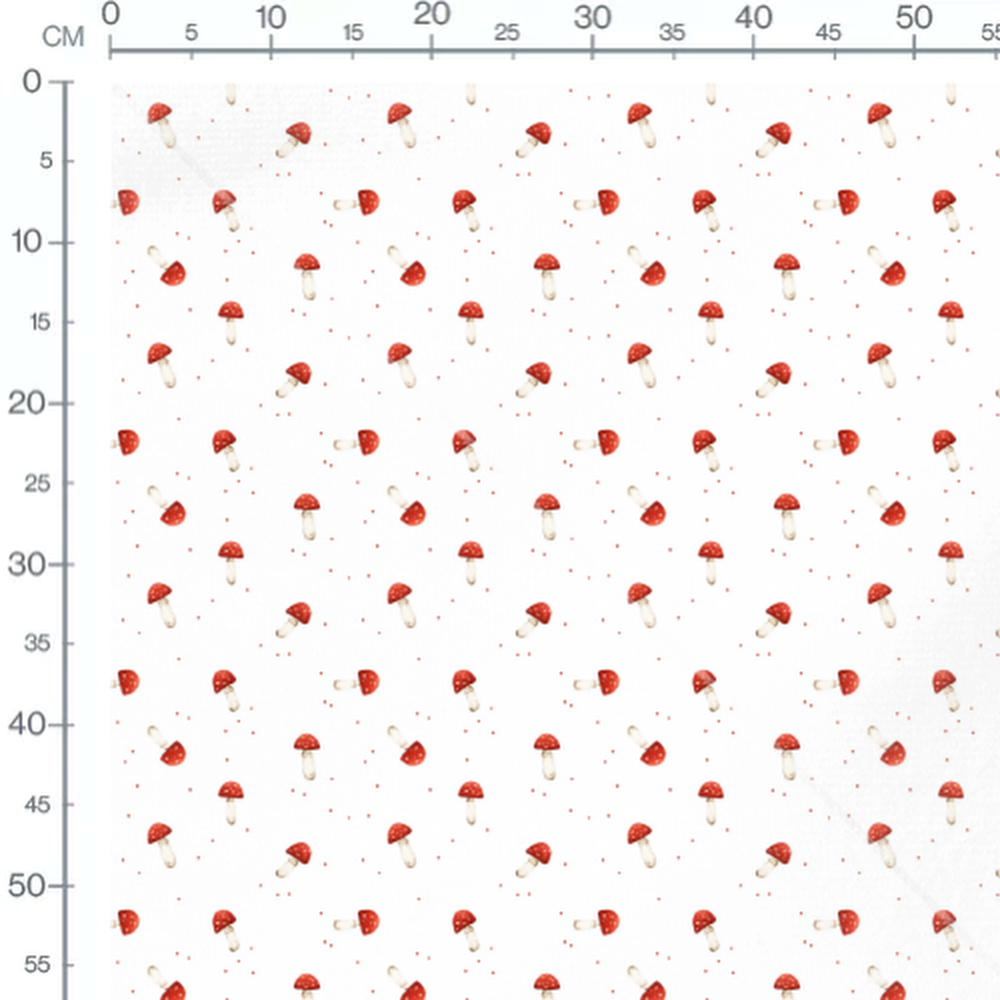 Tissu - Champignons rouges et blancs