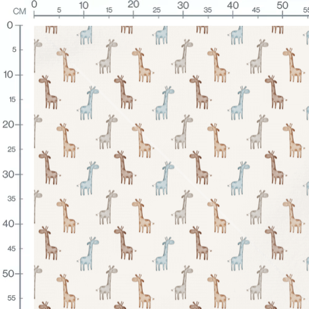 Tissu - Girafes souriantes sur crème
