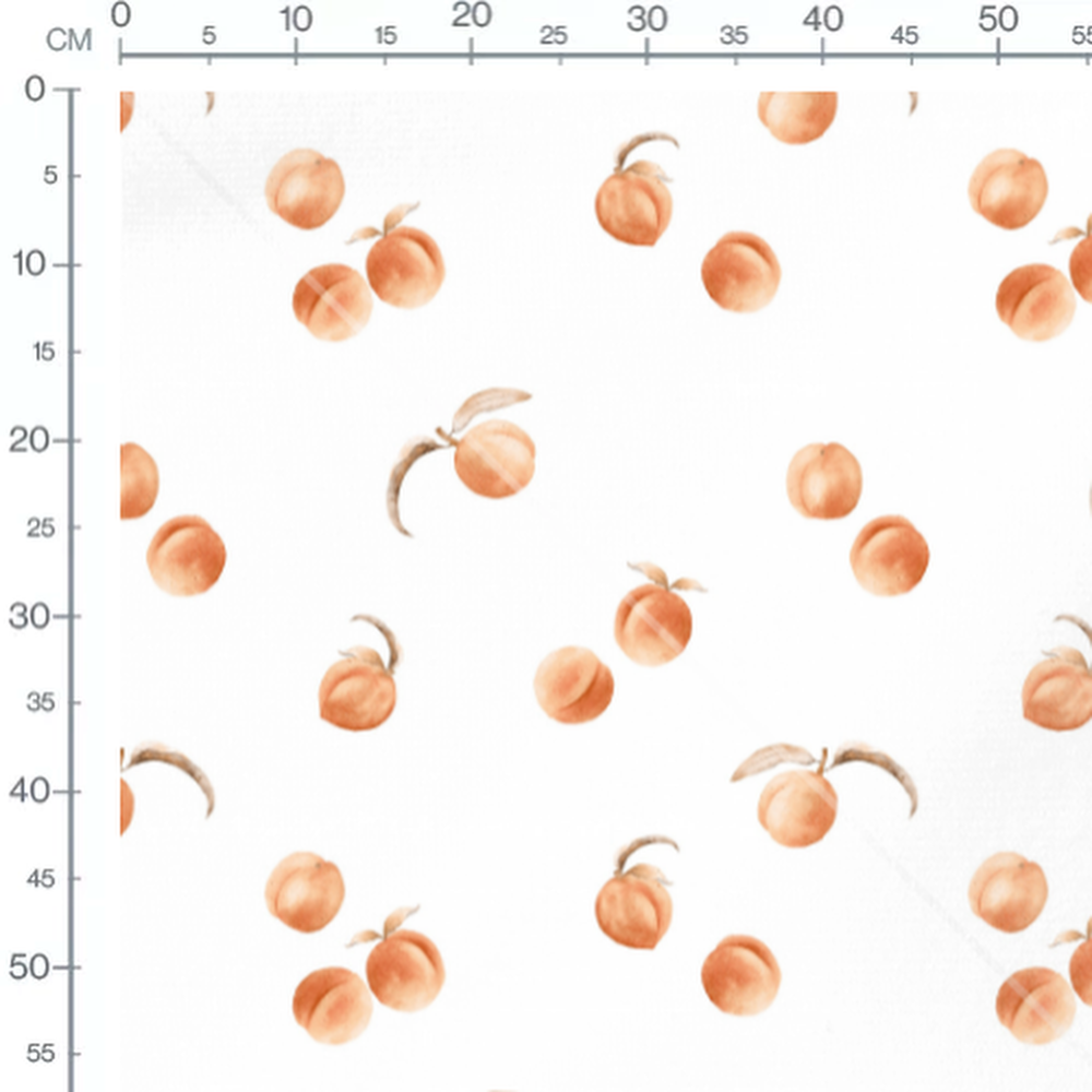 Tissu - Pêches douces et feuillage clair