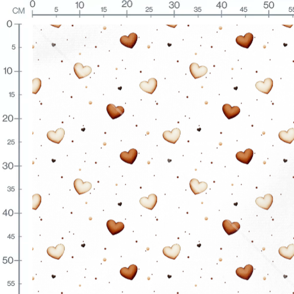 Tissu - Cœurs dégradés sur fond blanc