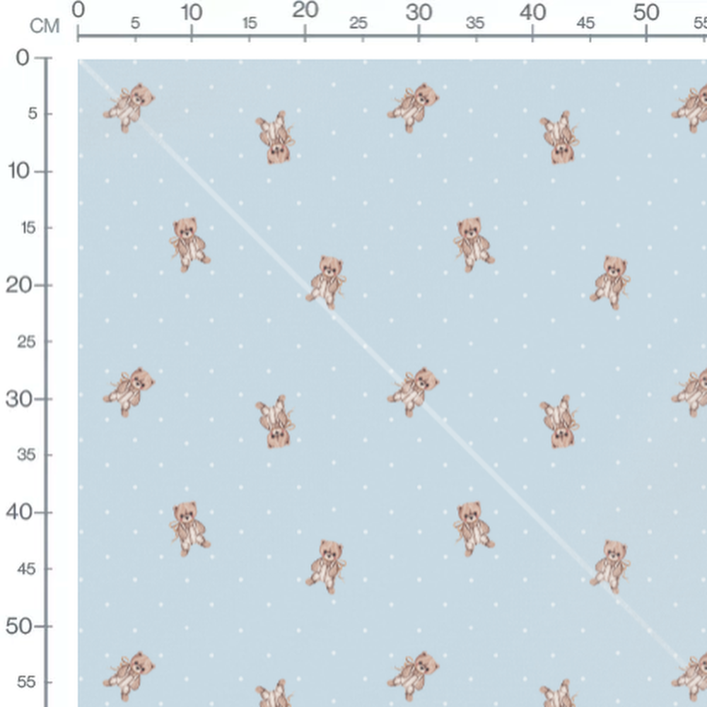 Tissu - Oursons bruns sur bleu clair