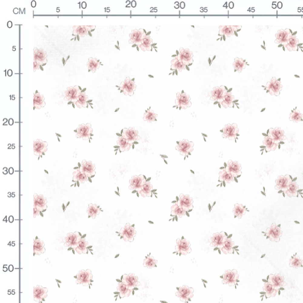 Tissu - Roses délicates et vertes