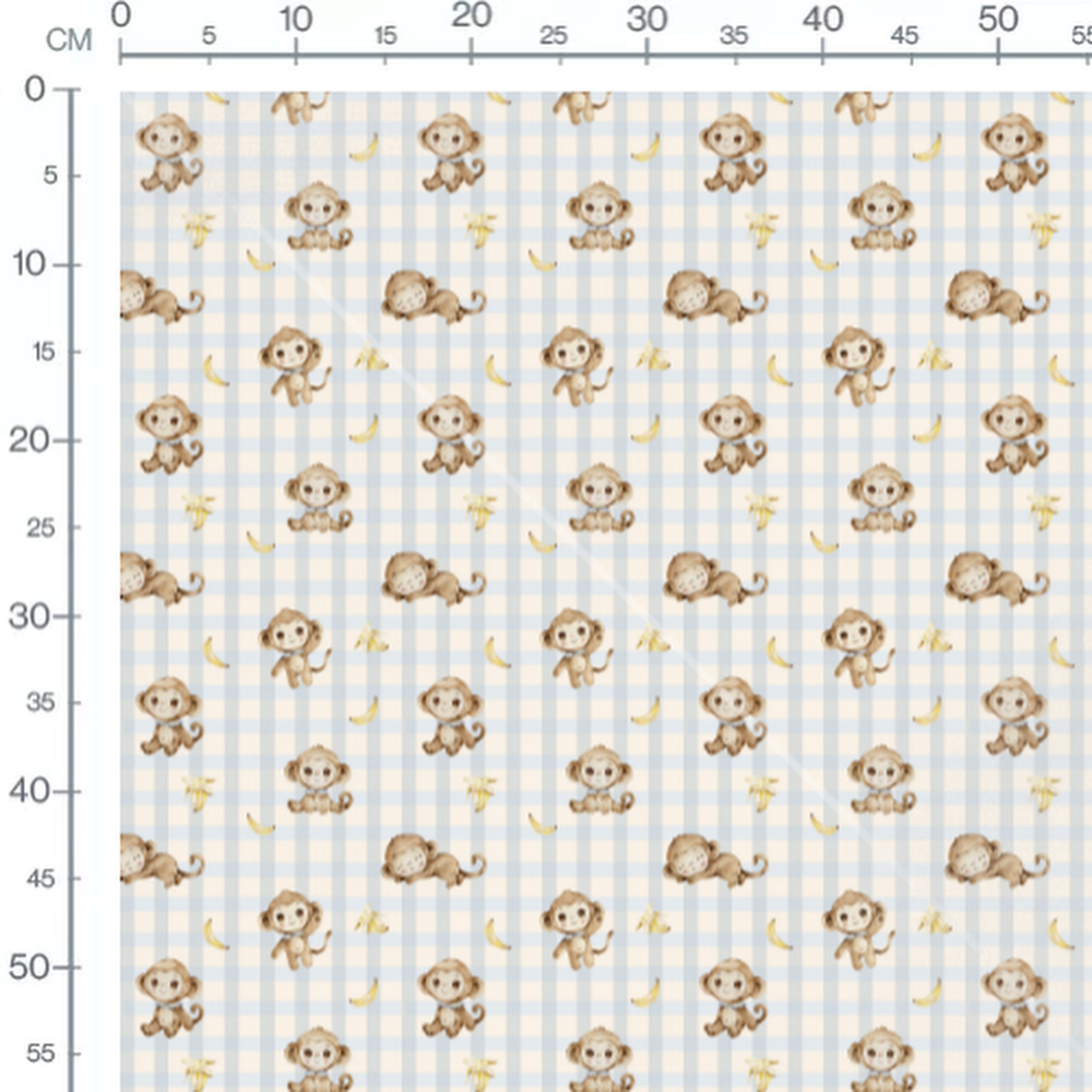 Tissu - Singes joyeux et bananes