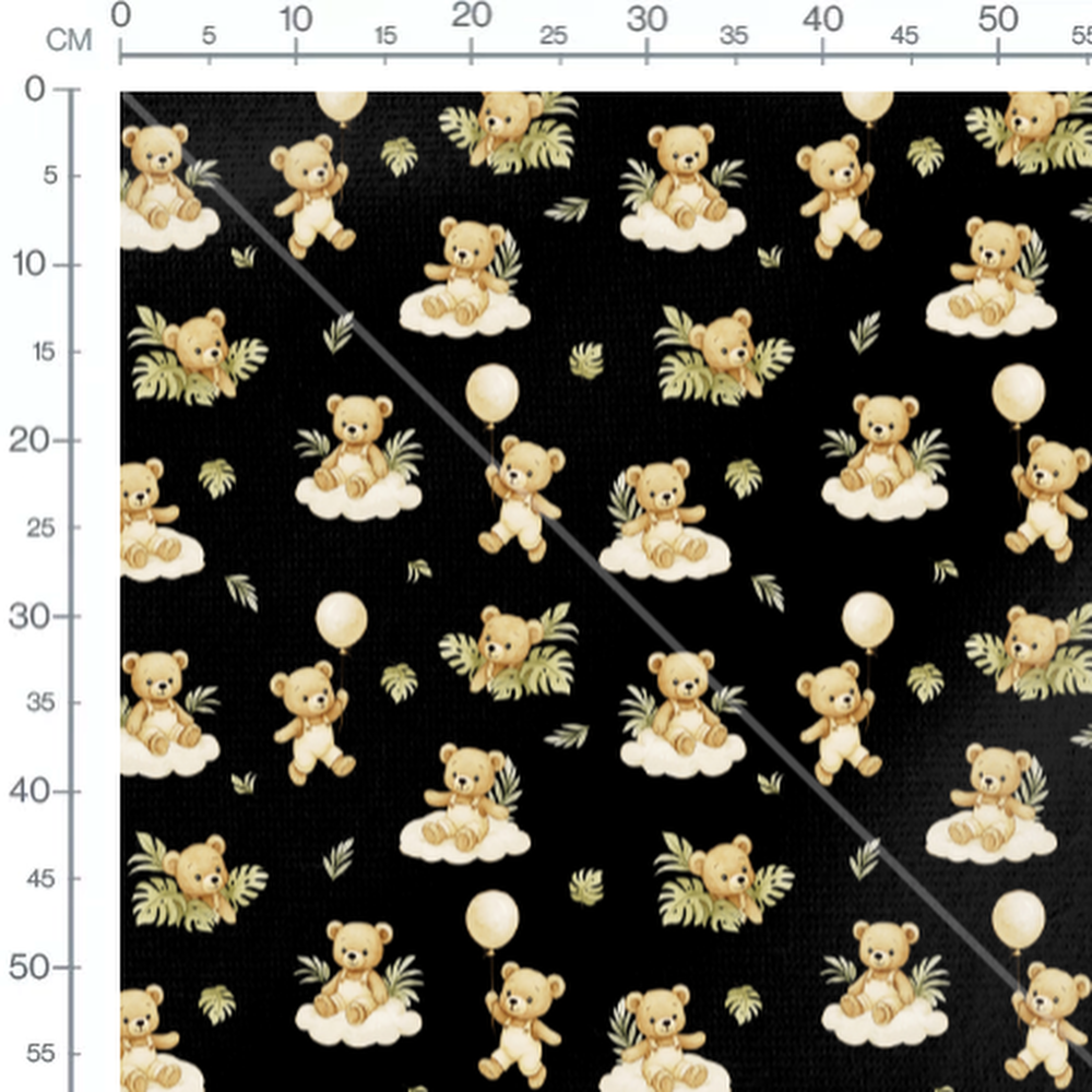 Tissu - Oursons et ballons dorés