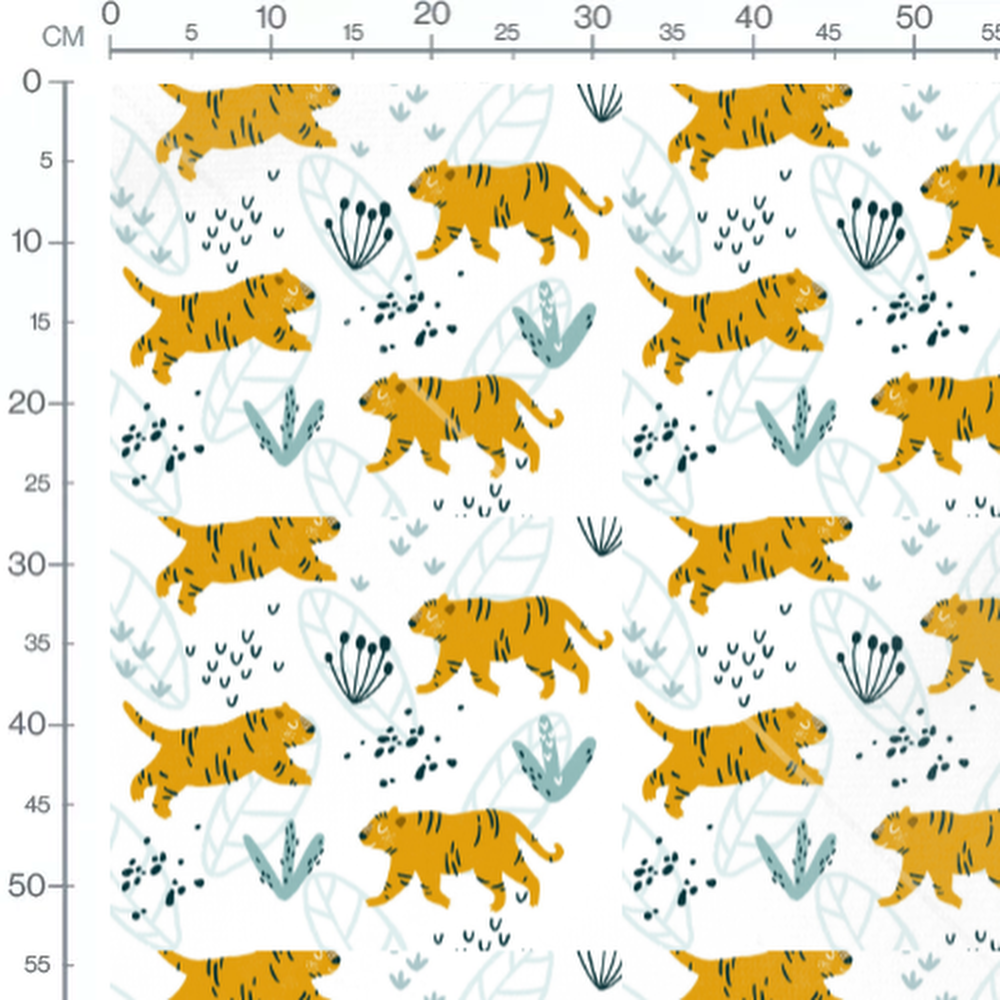 Tissu - Tigres et feuillages