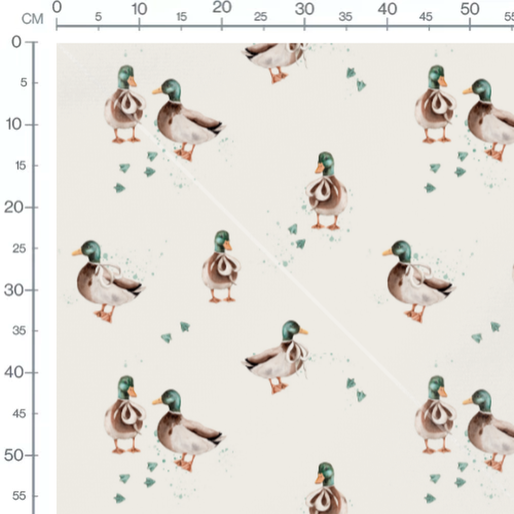 Tissu - Canards bruns sur crème
