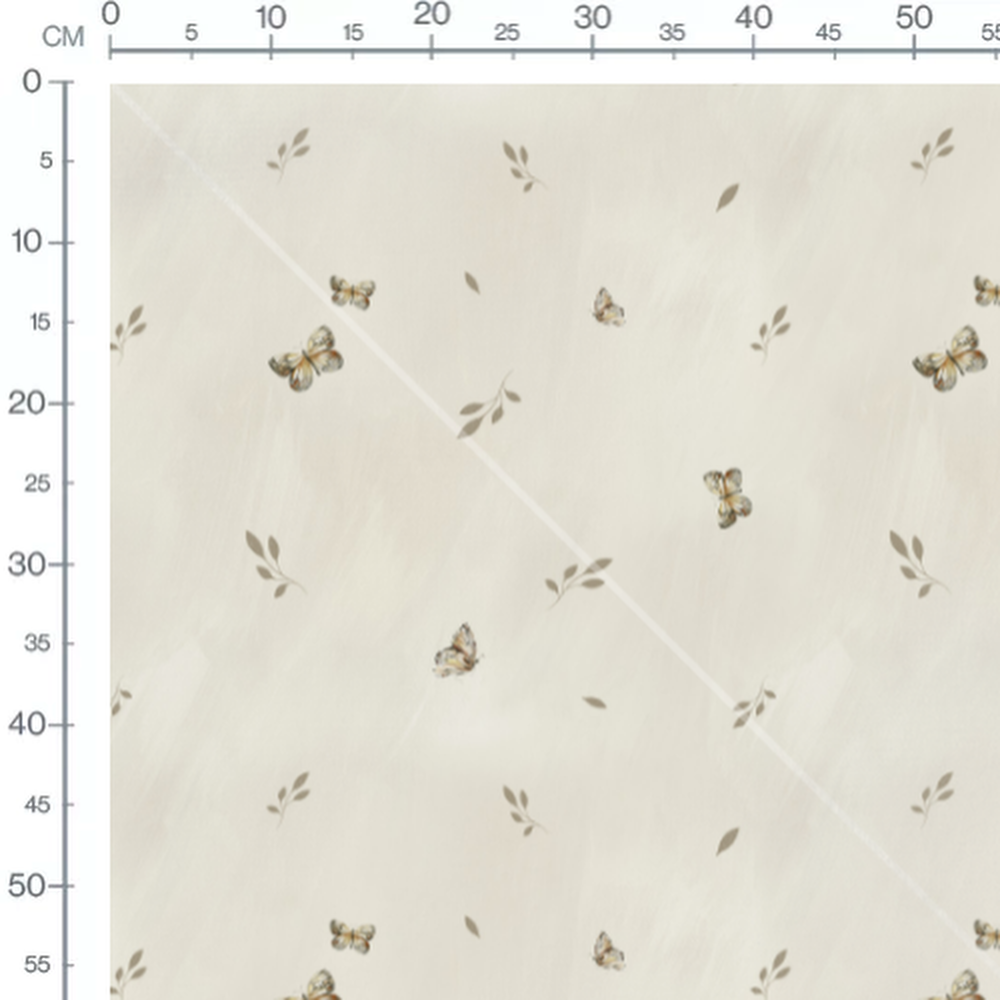 Tissu - Papillons et Feuilles Beiges