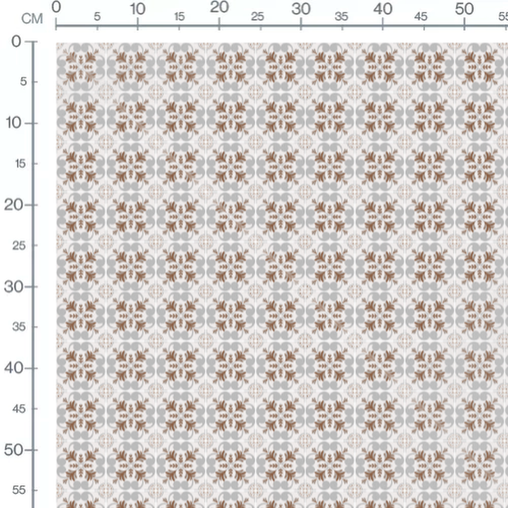 Tissu - Fleurs géométriques grises et