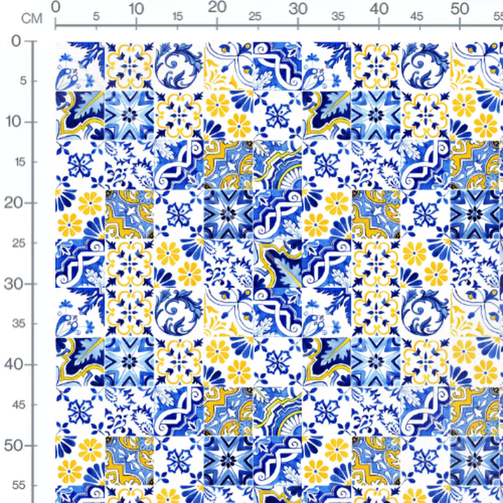 Tissu - Carreaux floraux et géométriques