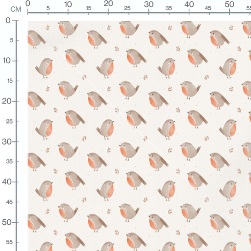 Tissu - Oiseaux bruns et orange