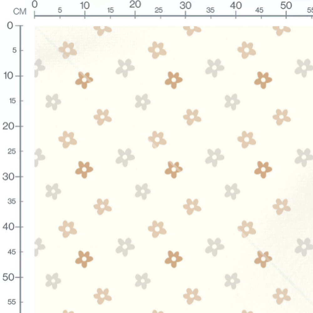Tissu - Fleurs beige et grises