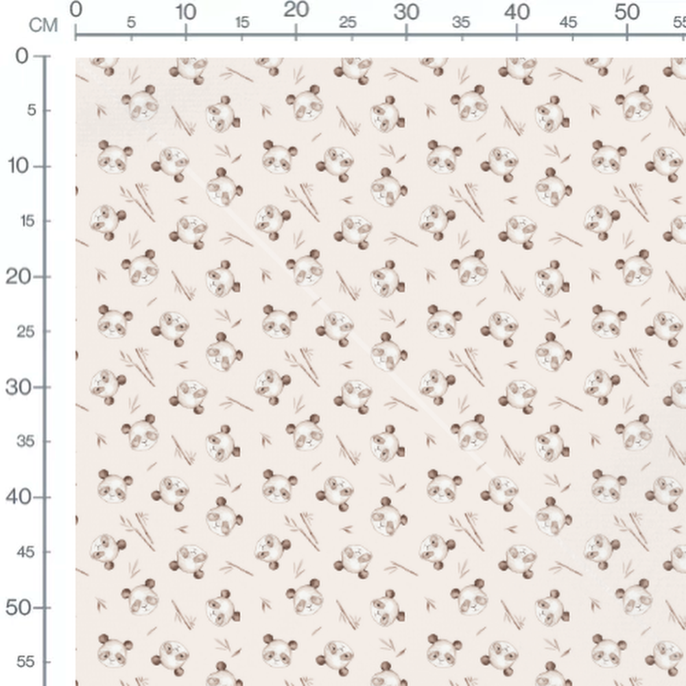 Tissu - Pandas apaisants sur beige