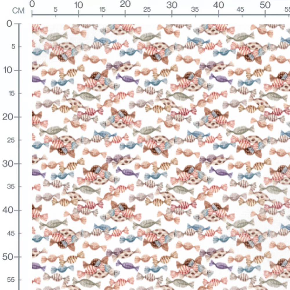 Tissu - Bonbons colorés sur blanc