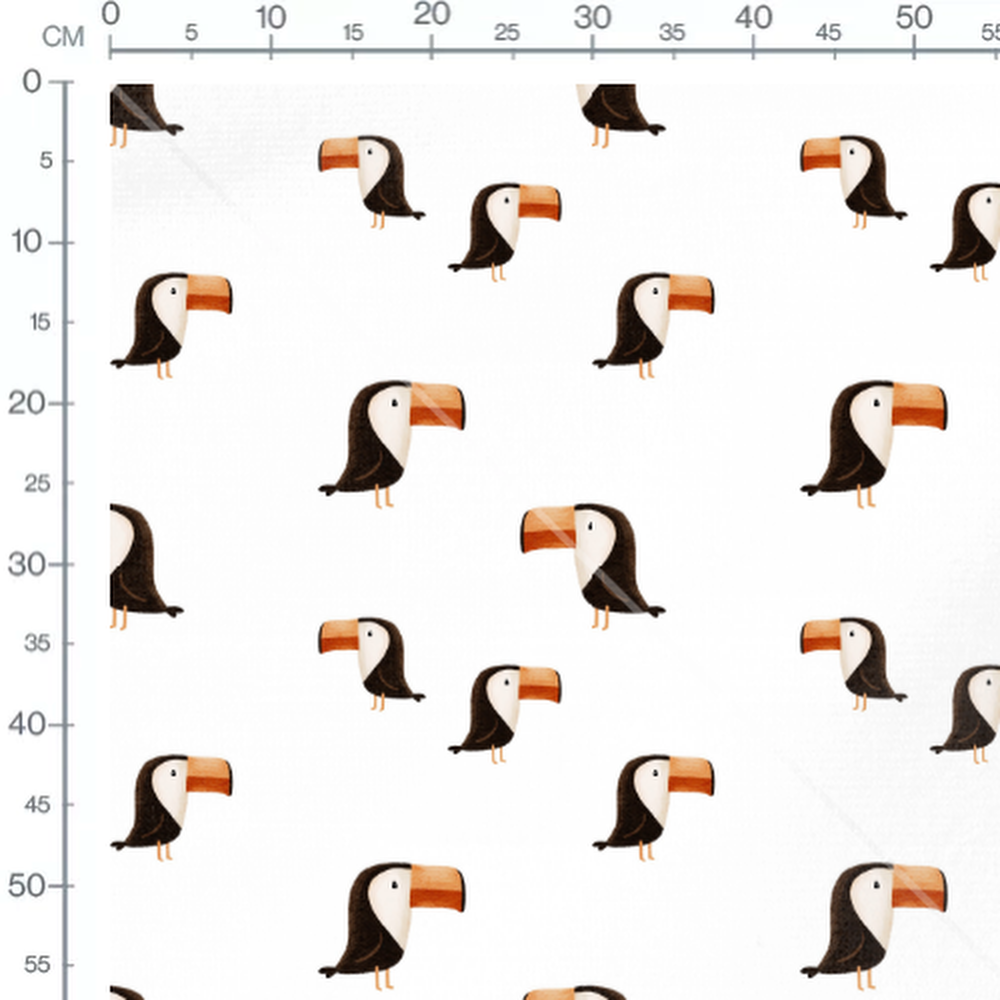 Tissu - Toucans colorés sur blanc