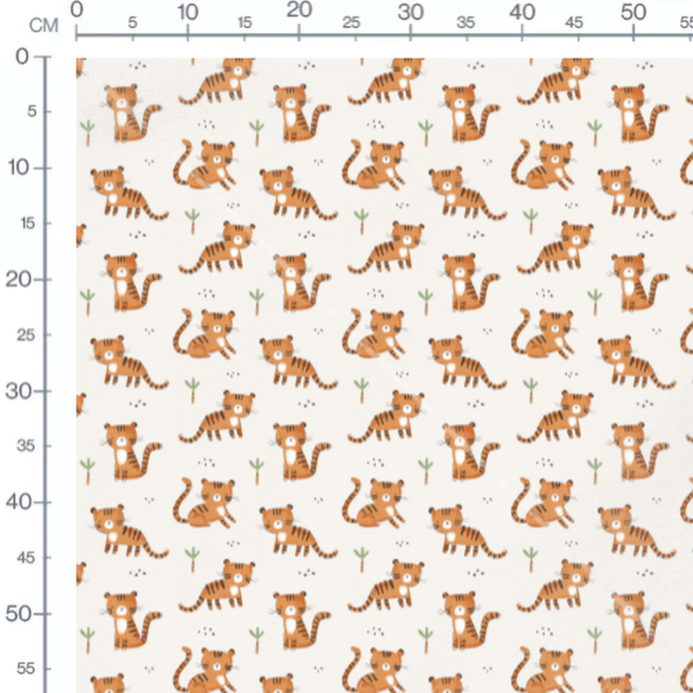 Tissu - Tigres dessinés sur fond clair