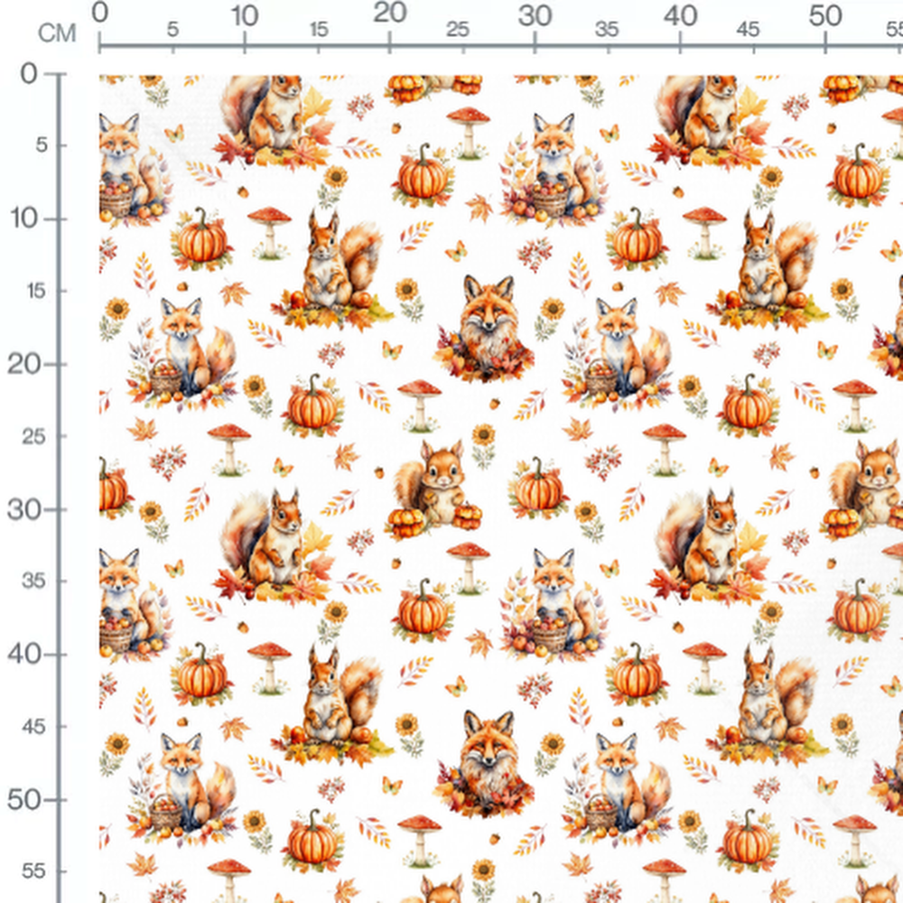 Tissu - Renards et écureuils automnaux