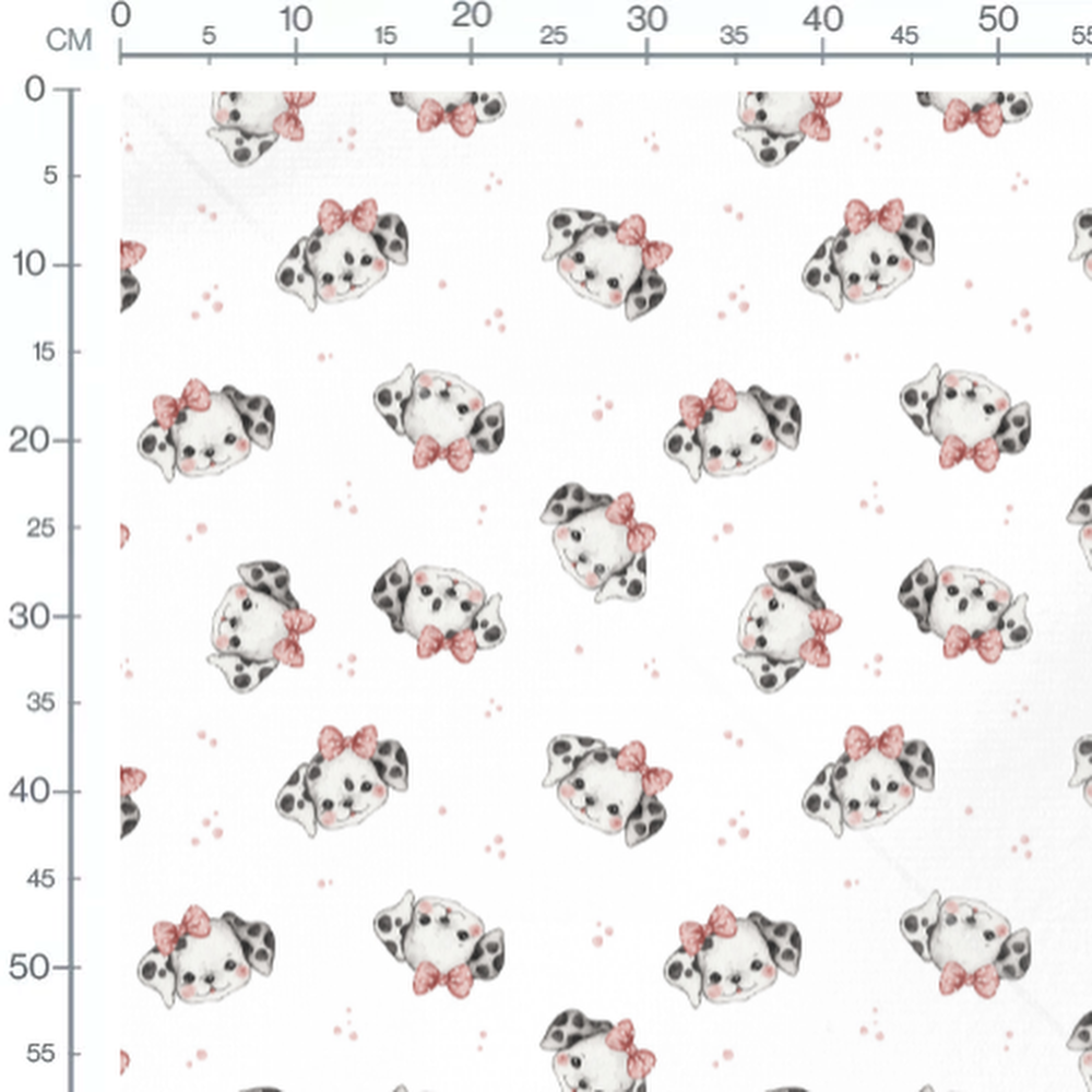 Tissu - Chiots tachetés sur blanc 2