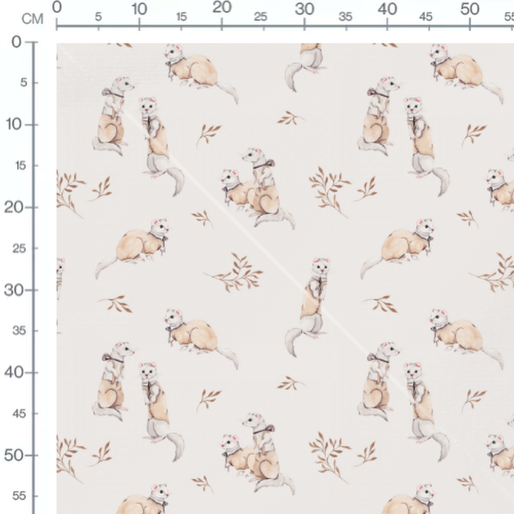 Tissu - Furets nœuds et feuillages